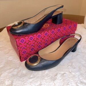 Tory Burch Caterina Navy Slingbacks size 9